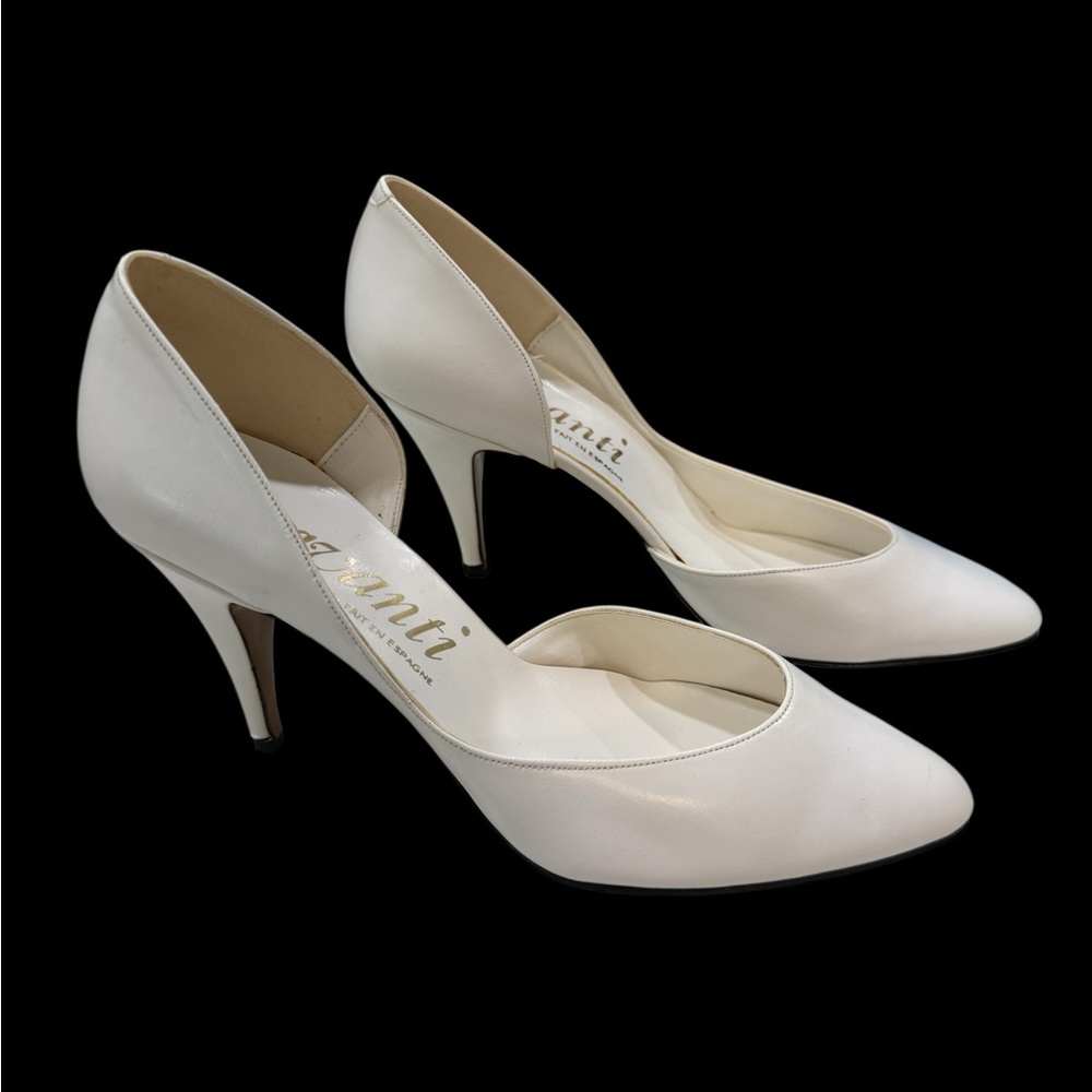 Avanti White Leather D’Orsay Pumps Made in Spain